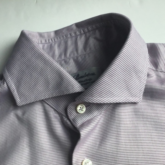 Stenstroms fitted body light  lilac 2 fold super cotton twill dress shirt Sz 16 - Picture 8 of 10